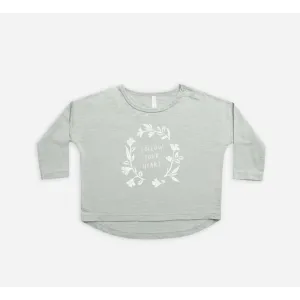 Rylee & Cru Follow Your Heart Long Sleeve Tee - Blue-Fog