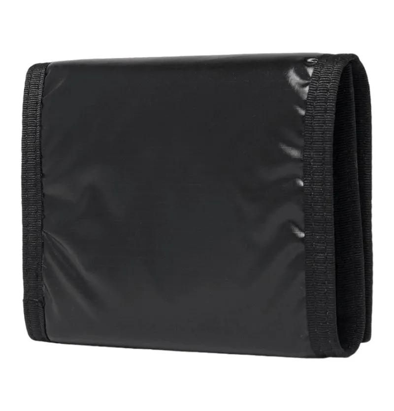 SAINT LAURENT Logo Print Glossed Nylon Ripstop Trifold Wallet Black