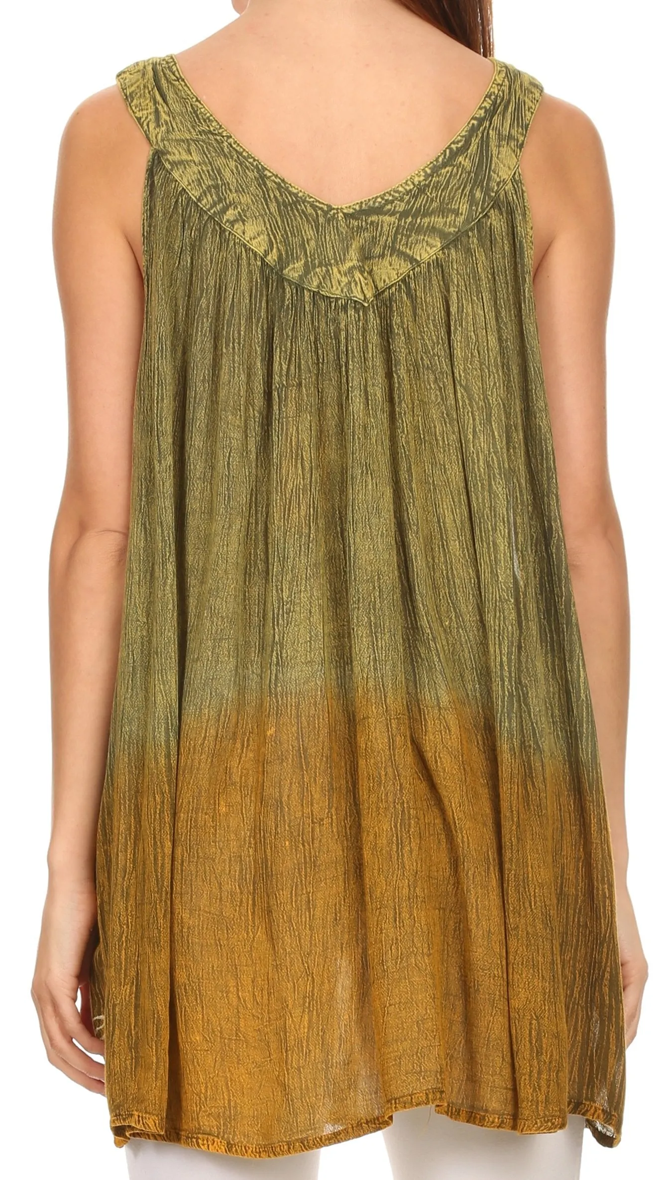 Sakkas Merida Ombre Relaxed Fit Sleeveless V-Neck Blouse