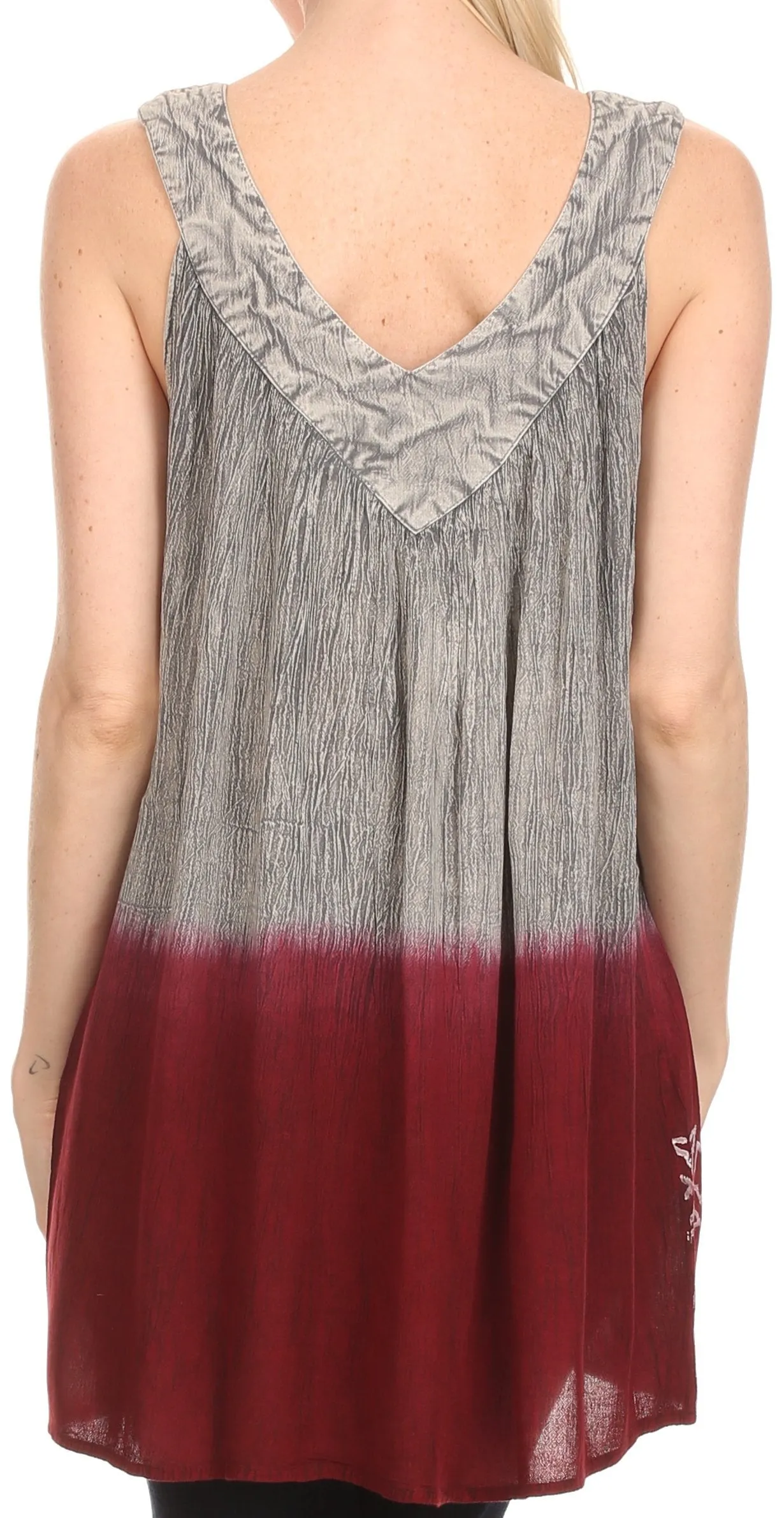 Sakkas Merida Ombre Relaxed Fit Sleeveless V-Neck Blouse