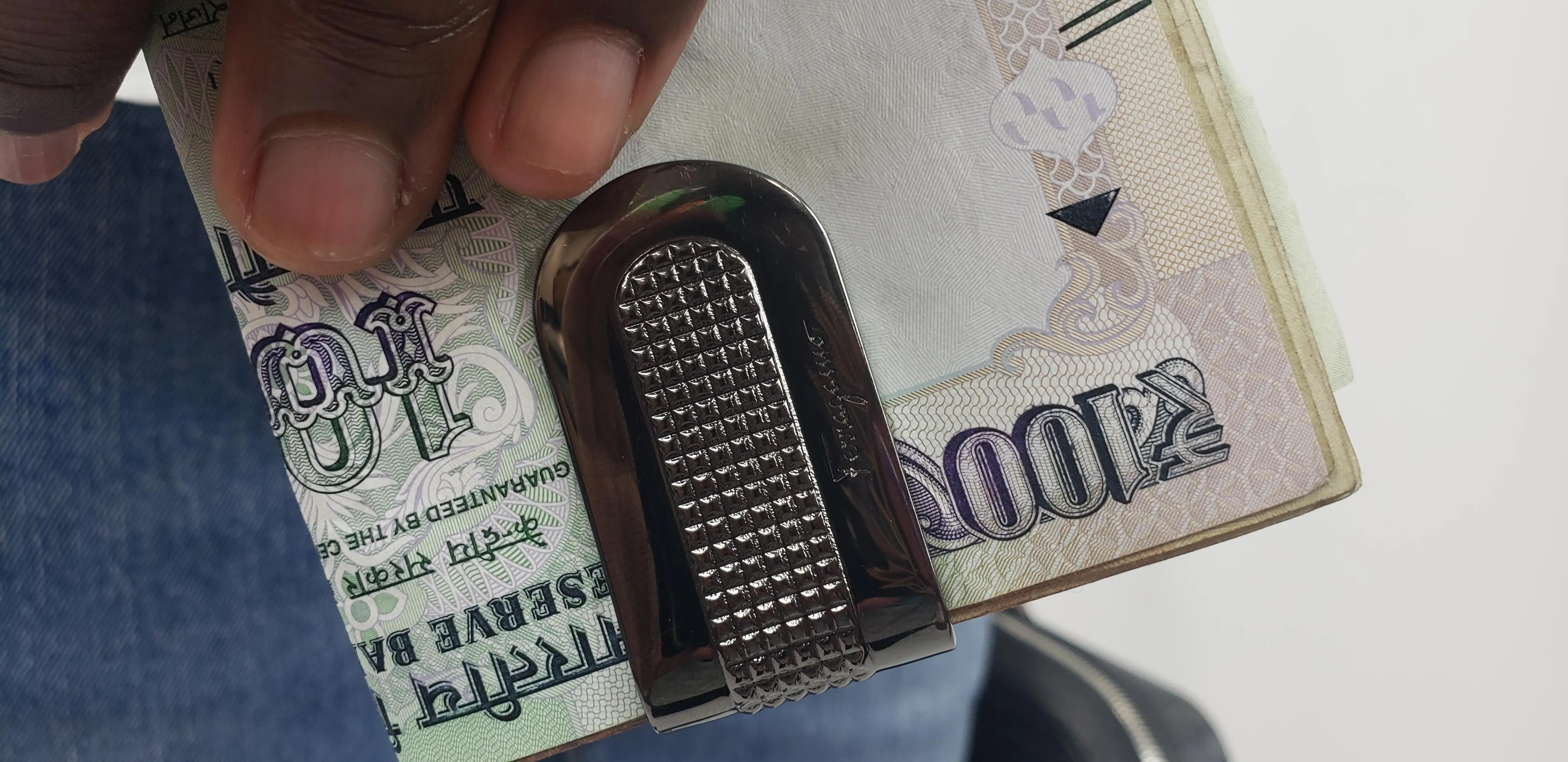 Salvatore Ferragamo Money Clip in Gun Metal