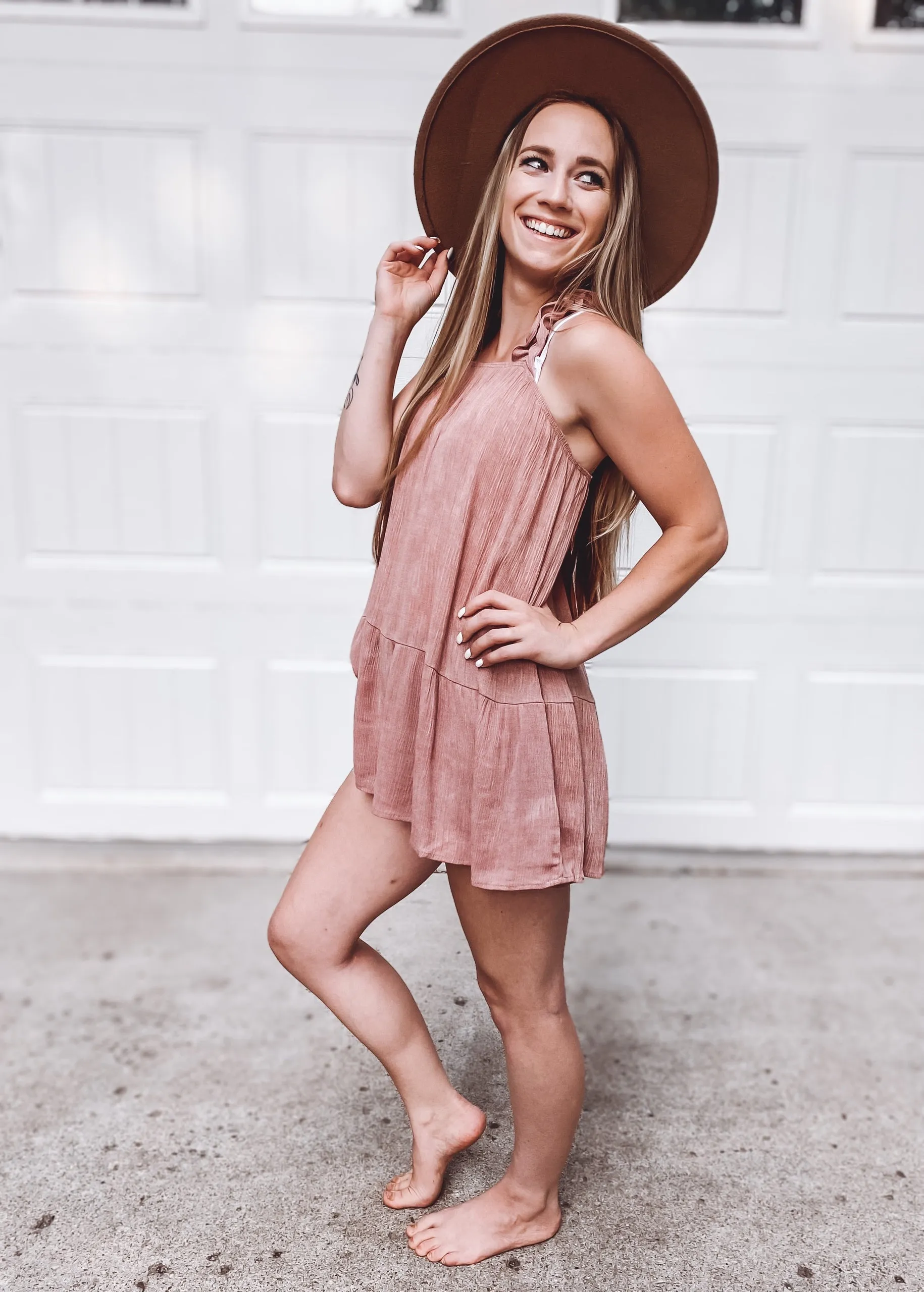 Samantha Crinkle Shoulder Top | Mauve