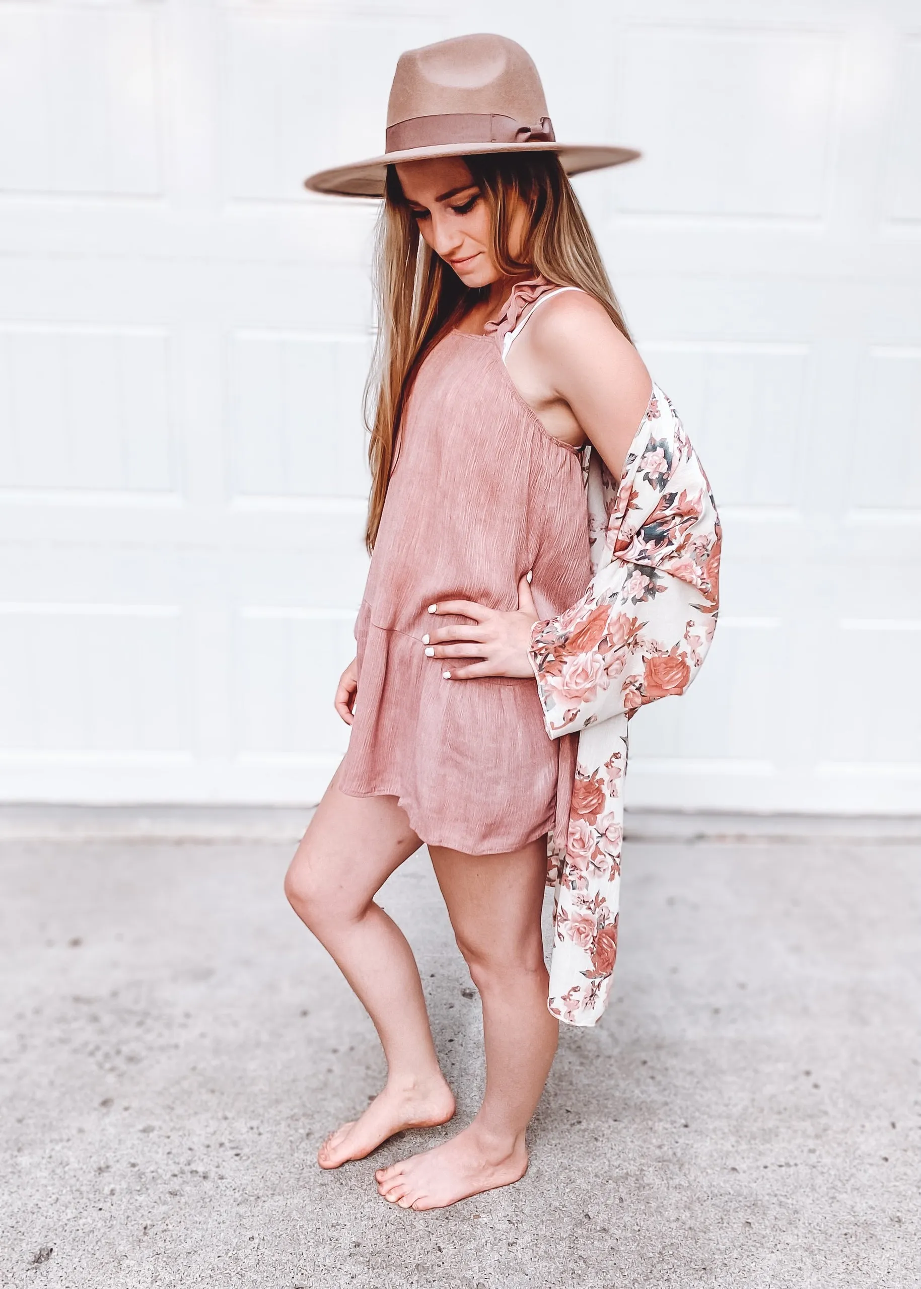 Samantha Crinkle Shoulder Top | Mauve