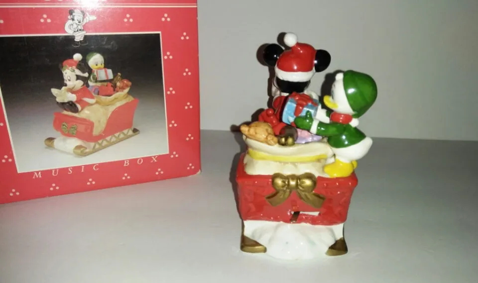 Santa Mickey Mouse Sleigh Disney Schmid Music Box