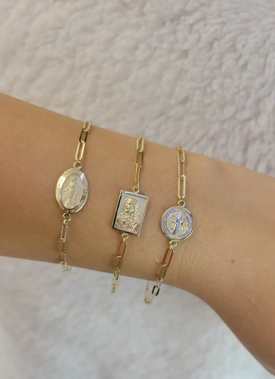 Scapular Medal On Paper Clip Bracelet