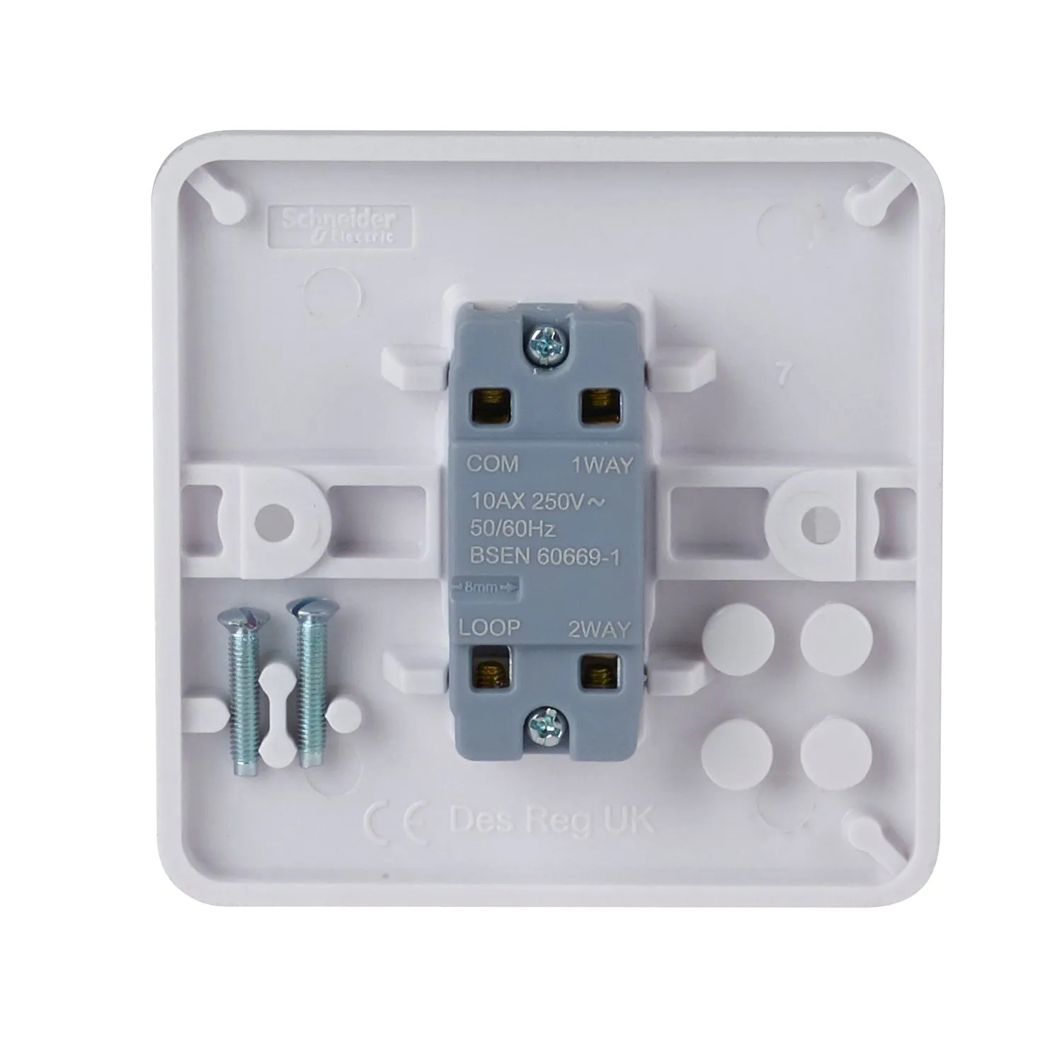 Schneider Electric GGBL1012R Lisse White Moulded 10A 1G 2-Way Retractive Switch