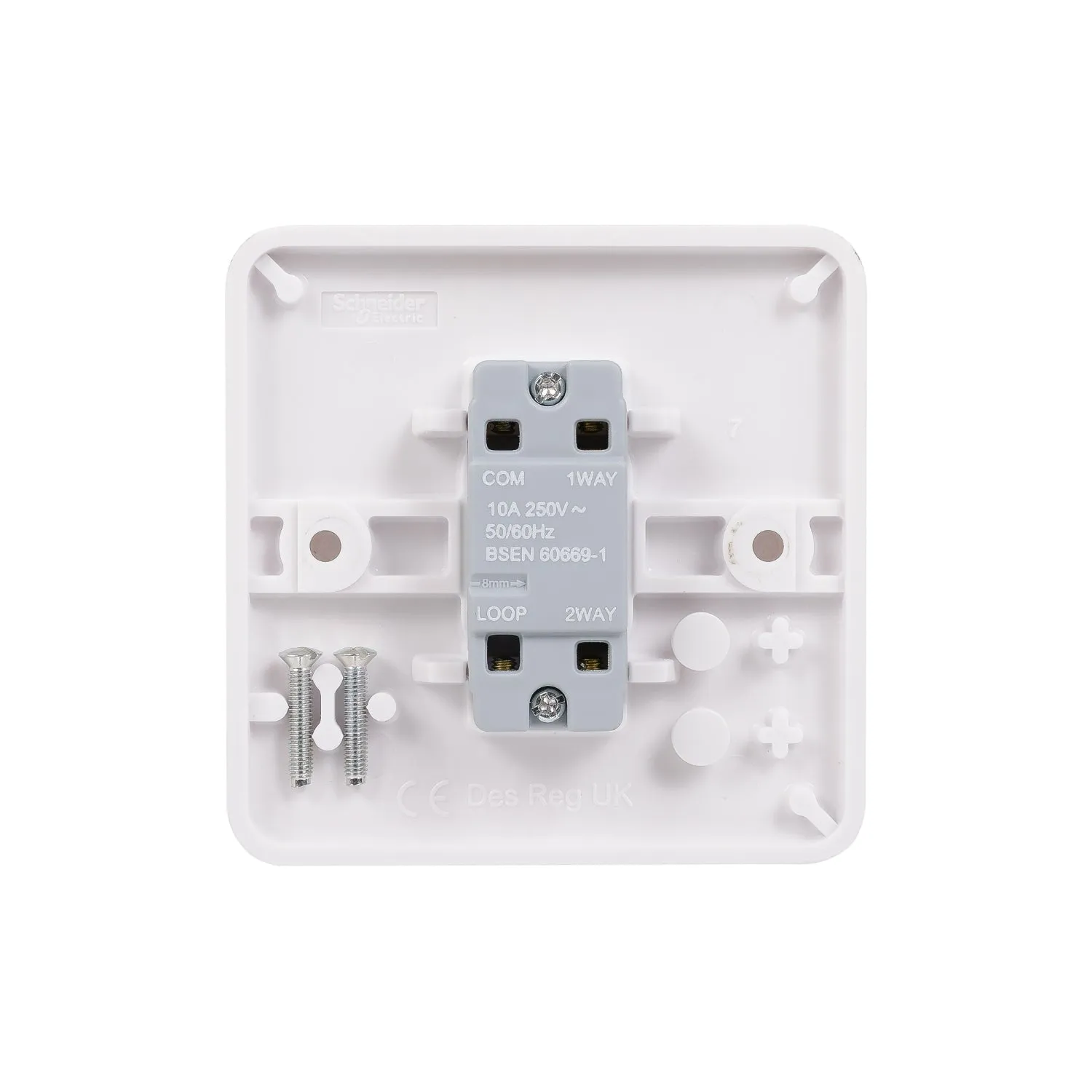 Schneider Electric GGBL1012RBS Lisse White Moulded 10A 1G 2-Way Retractive Switch Printed 'Bell Symbol'