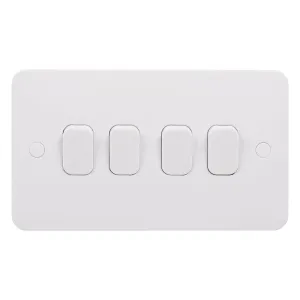 Schneider Electric GGBL1042S Lisse White Moulded 10AX 4G 2-Way Plate Switch (Display Packaged)