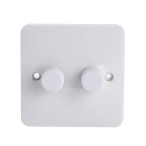 Schneider Electric GGBL6022LMS Lisse White Moulded 2G 2-Way 100W LED Mains Dimmer Switch