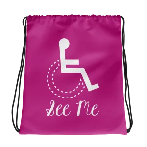 See Me (Not My Disability) Pink Drawstring Bag