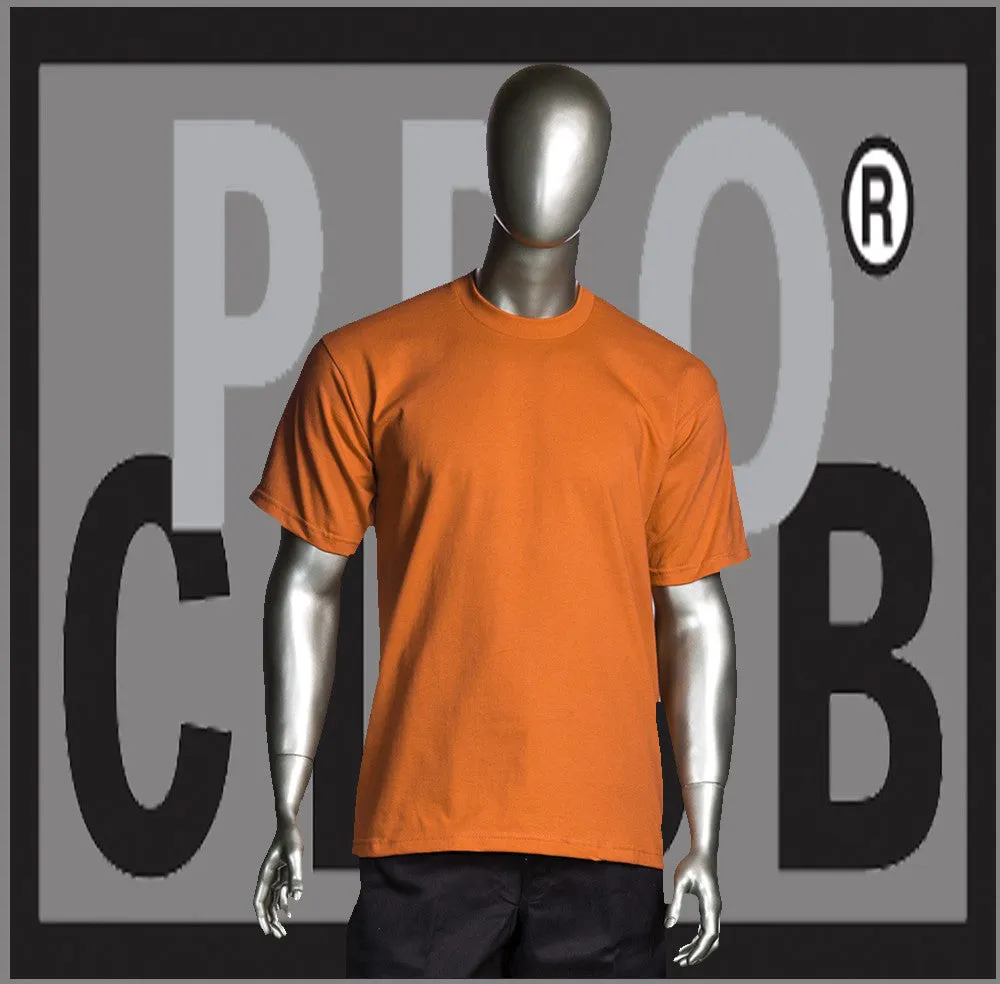 Short Sleeve Crew Neck Pro Club Comfort Orange T Shirt