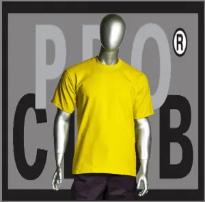 Short Sleeve Crew Neck Pro Club Yellow Comfort T Shirt