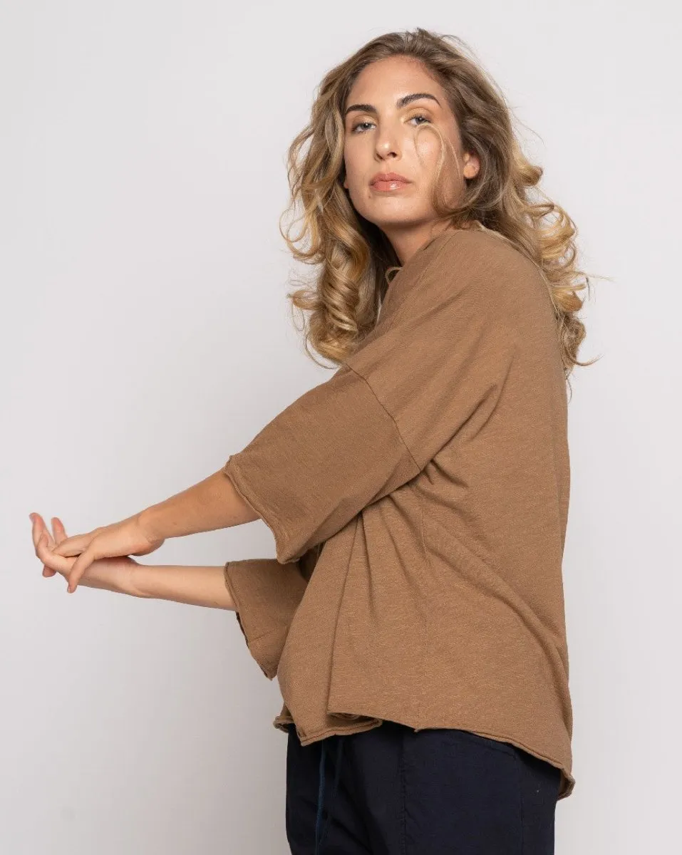 Short Sleeve Dropped Shoulder V-Neck T