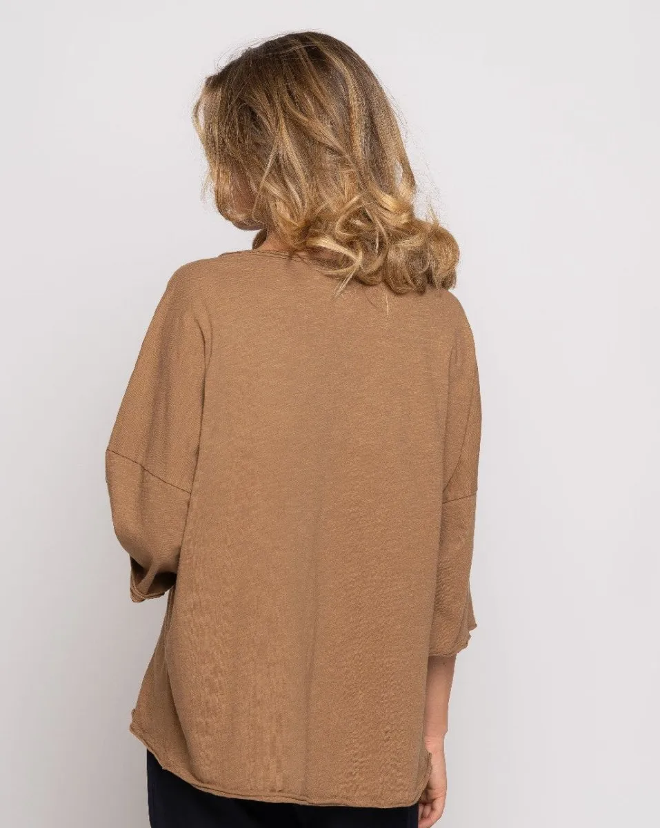 Short Sleeve Dropped Shoulder V-Neck T