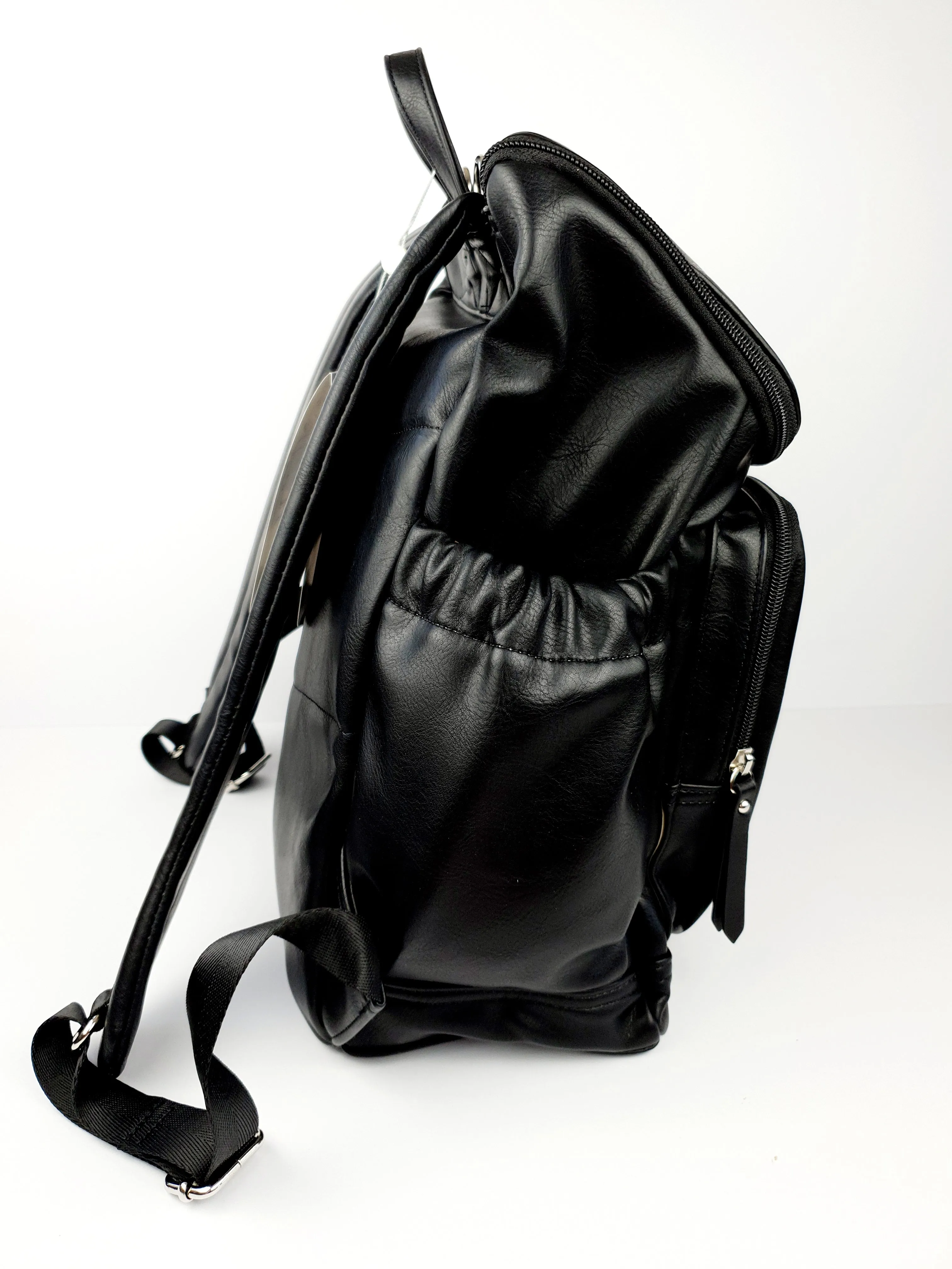 Signature Nappy Backpack - Black Vegan Leather
