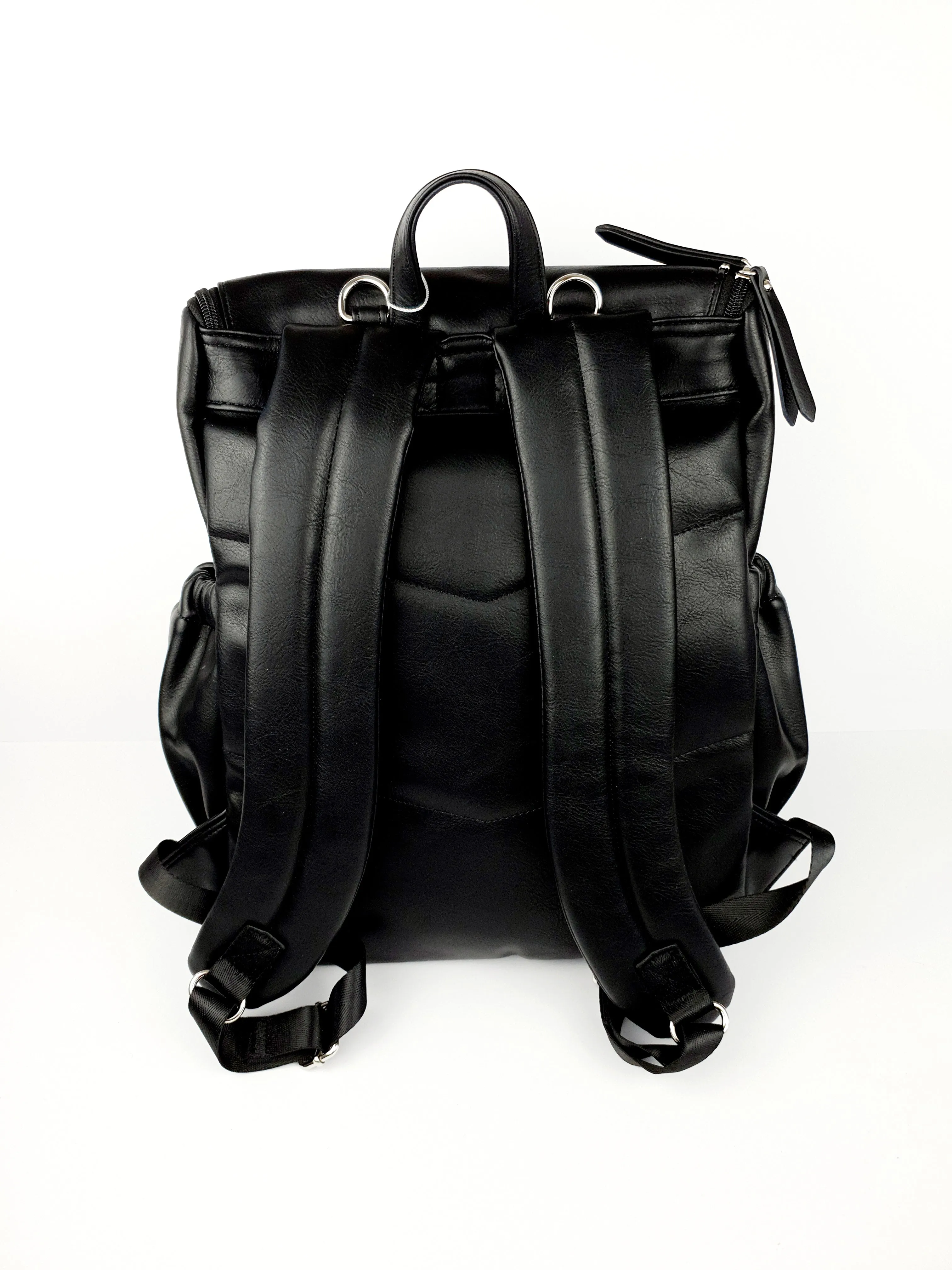 Signature Nappy Backpack - Black Vegan Leather