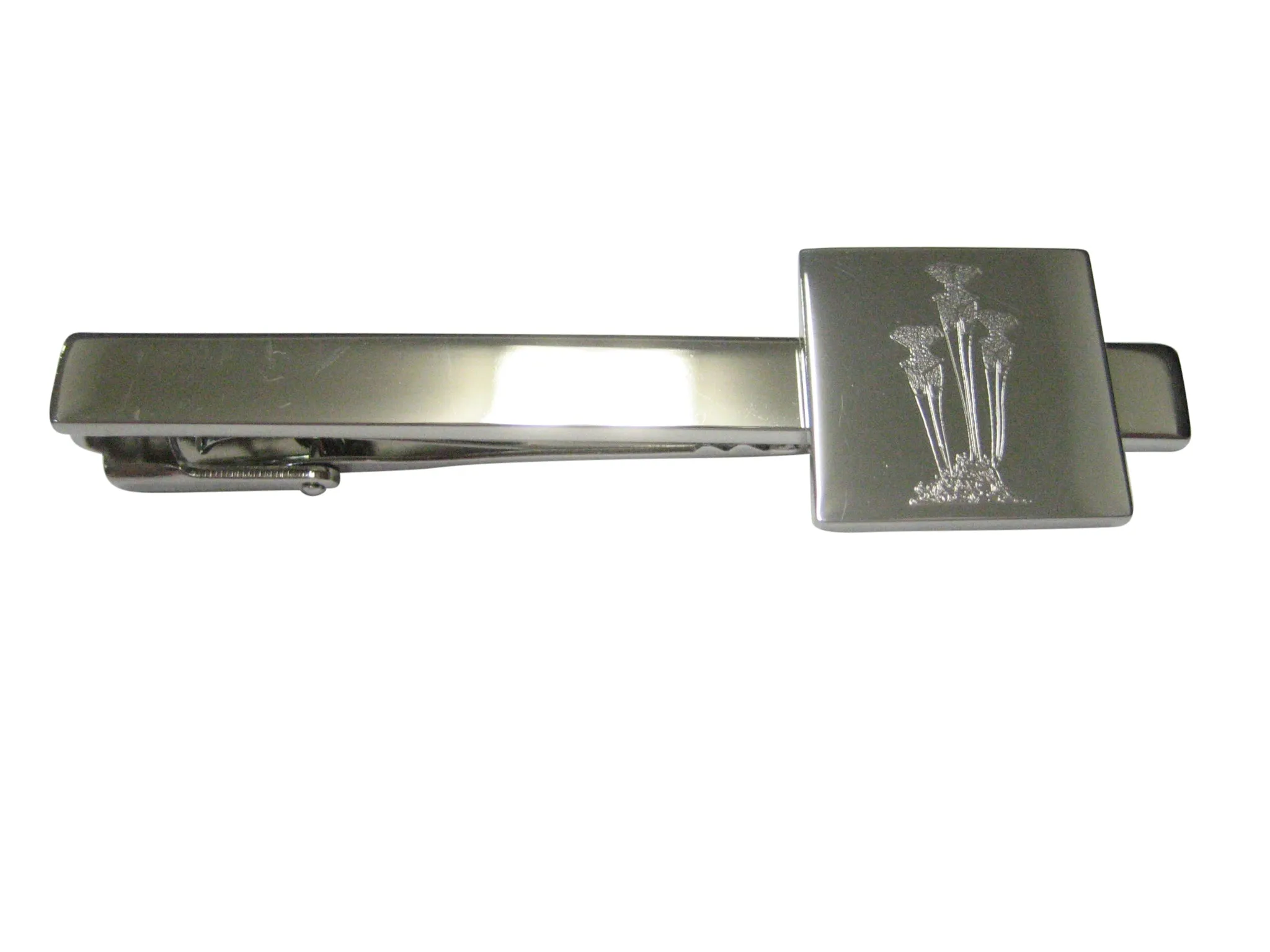 Silver Toned Etched Carnivorous Sarracenia Pitcher Plant Tie Clip