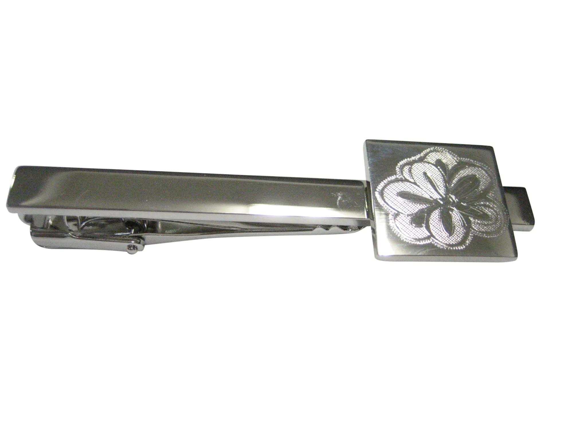 Silver Toned Etched Drosera Aliciae Alice Sundew Carnivorous Plant Pendant Tie Clip