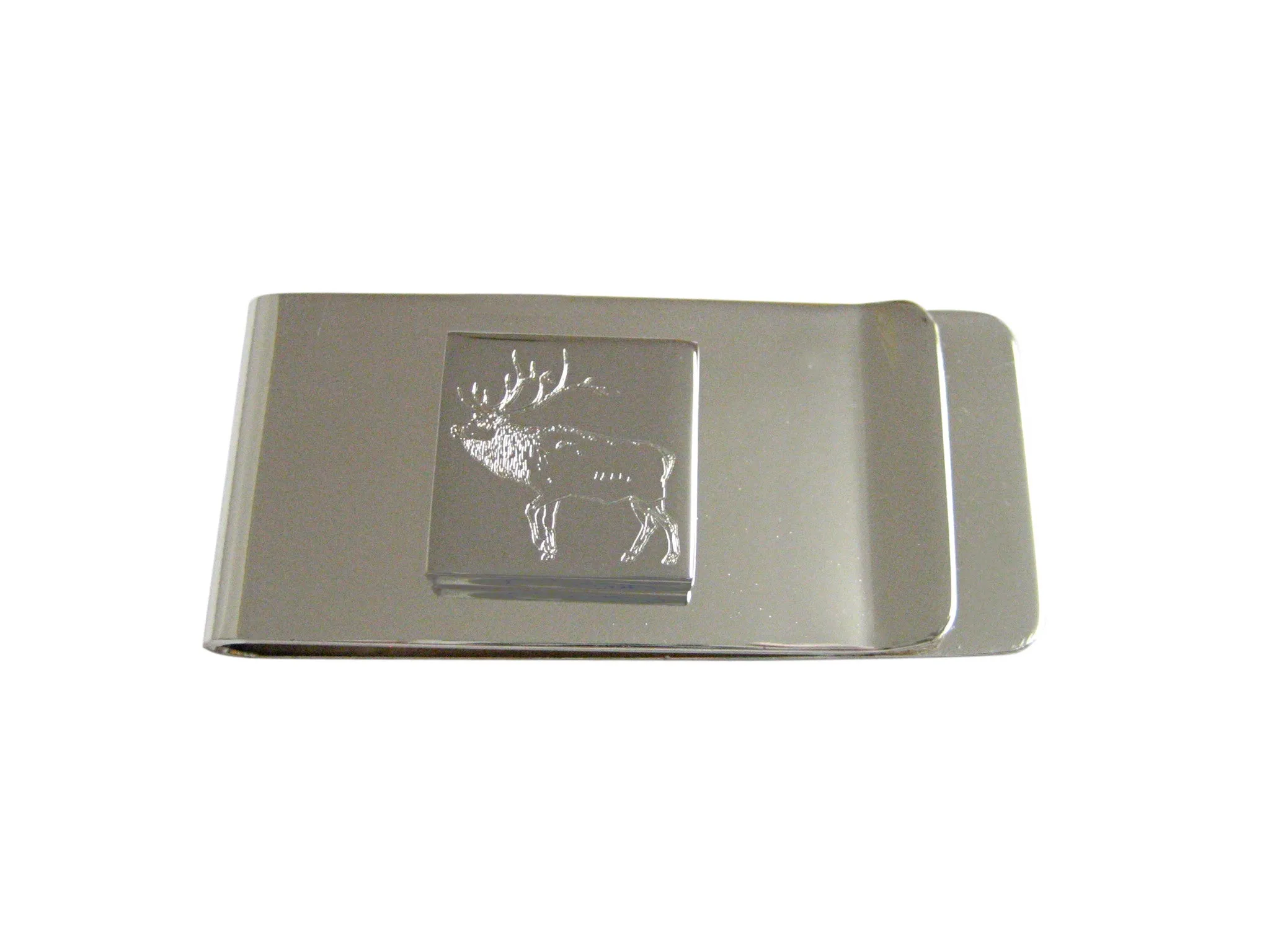Silver Toned Etched Elk Money Clip