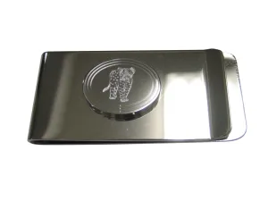 Silver Toned Etched Oval Cheetah Cub Money Clip
