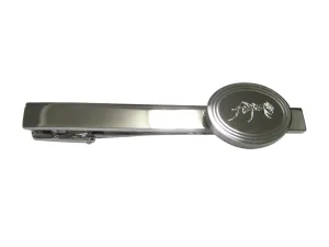 Silver Toned Etched Oval Detailed Ant Bug Insect Tie Clip