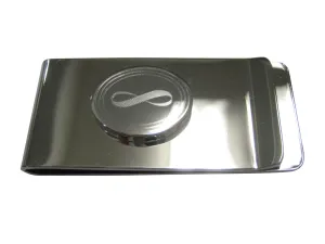 Silver Toned Etched Oval Mathematical Infinity Google Googol Symbol Money Clip