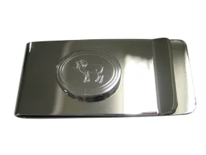 Silver Toned Etched Oval Ram Money Clip