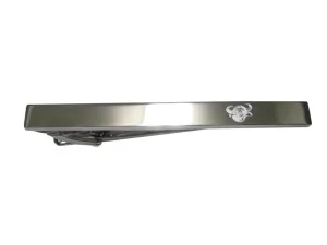 Silver Toned Etched Sleek African Buffalo Head Tie Clip