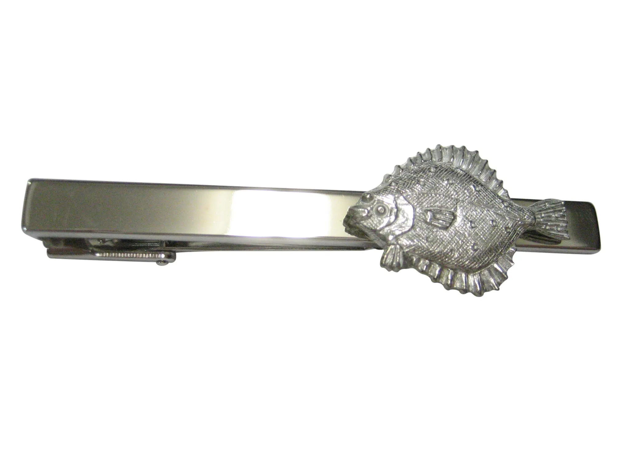 Silver Toned Halibut Flat Fish Tie Clip