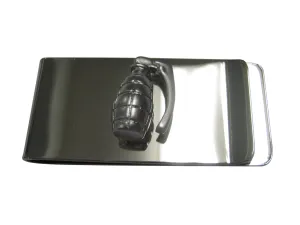 Silver Toned Matte Grenade Money Clip