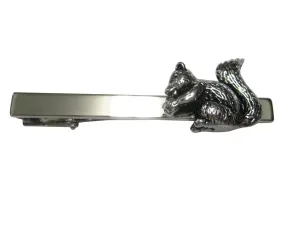 Silver Toned Shiny Detailed Squirrel Square Tie Clip