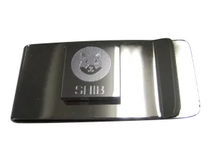 Silver Toned Square Etched Shiba Inu Coin SHIB Cryptocurrency Blockchain Money Clip