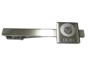 Silver Toned Square Etched Shiba Inu Coin SHIB Cryptocurrency Blockchain Tie Clip
