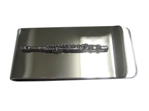 Silver Toned Textured Musical Flute Money Clip