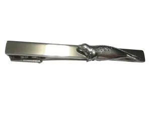 Silver Toned Textured Seal Tie Clip