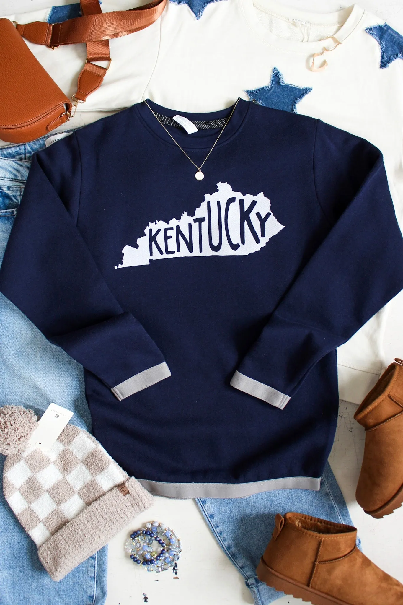 Simply Kentucky Banded Sweatshirt • Navy - FINAL SALE