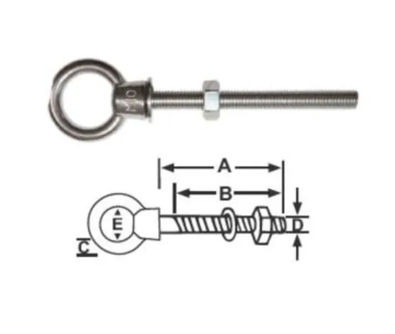 SINOX MARINE EYE BOLT- 316 STAINLESS - COLLARED 10x100mm