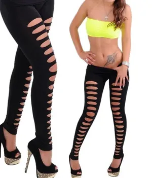 Skinny Candy Color Ripped Slim Hole Leggings