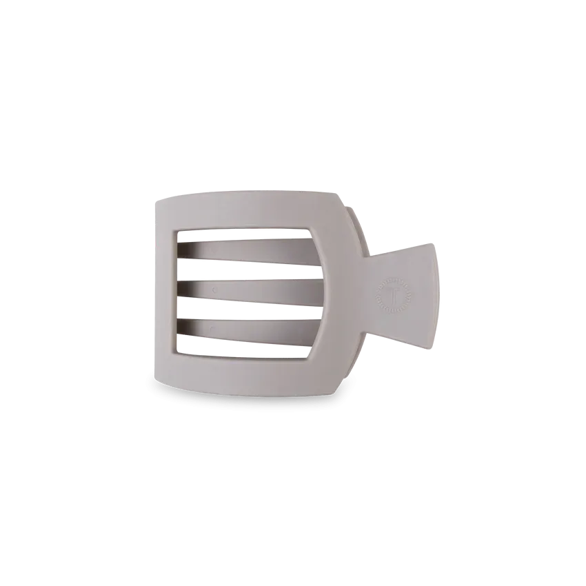 Small Teleties Flat Square Clip - Silver Flames