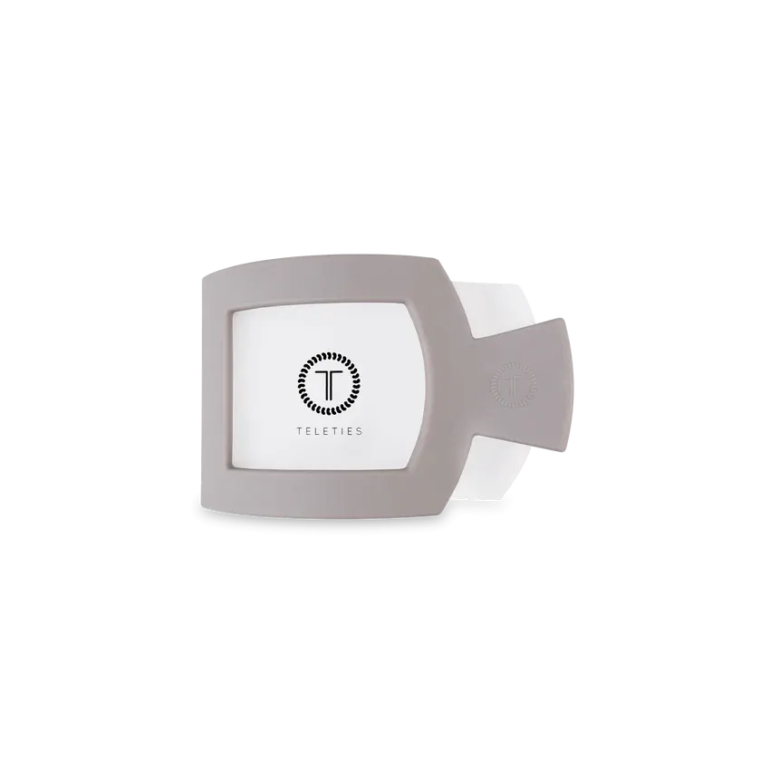 Small Teleties Flat Square Clip - Silver Flames