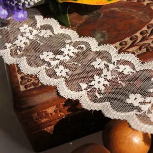 Soft Galloon Floral Lace Trim 2¼" wide - Cream