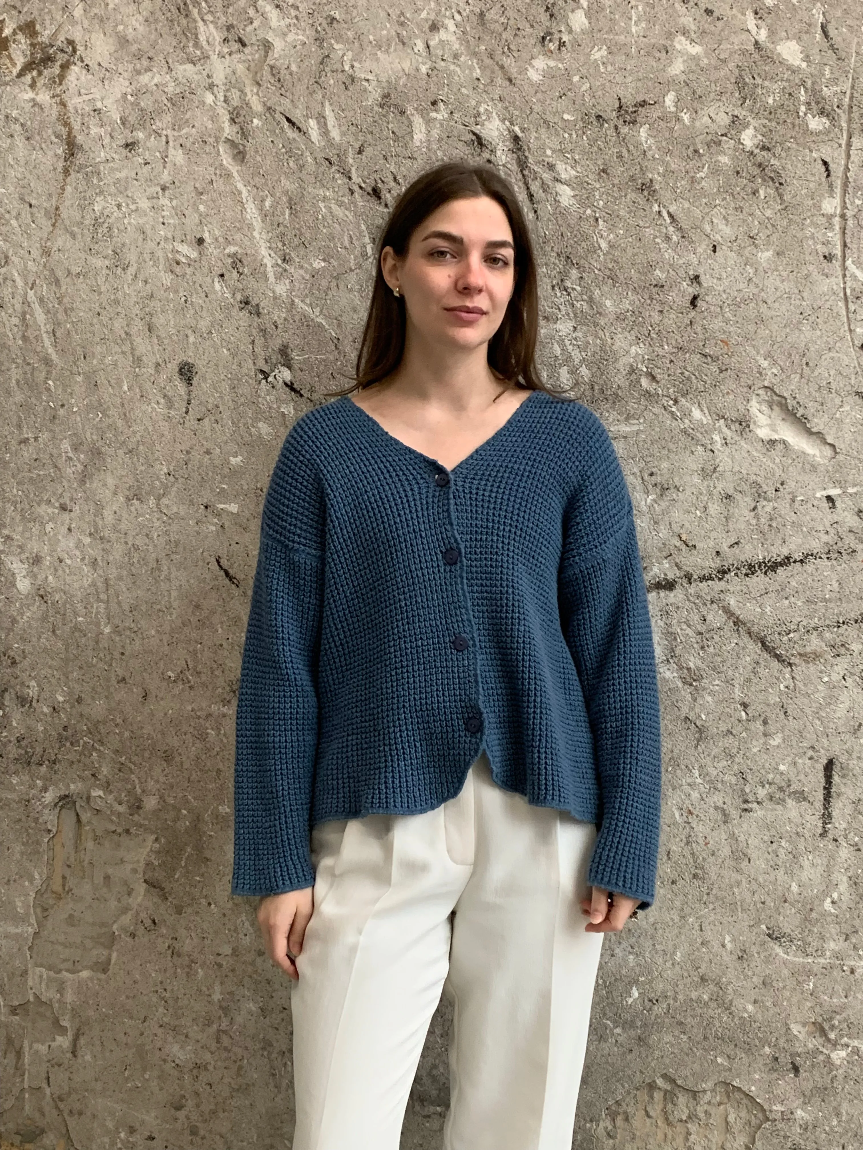 square knit cardigan