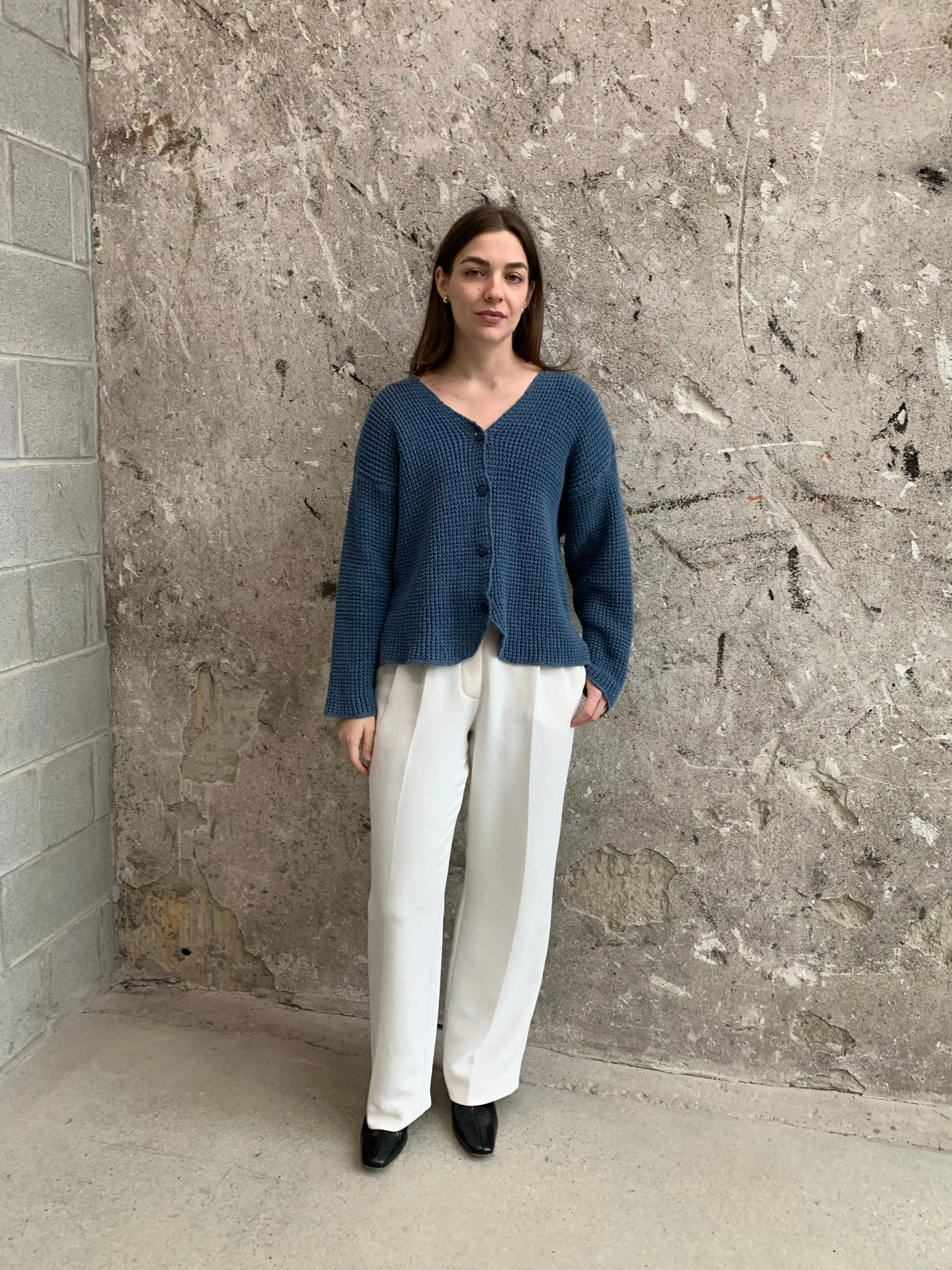 square knit cardigan