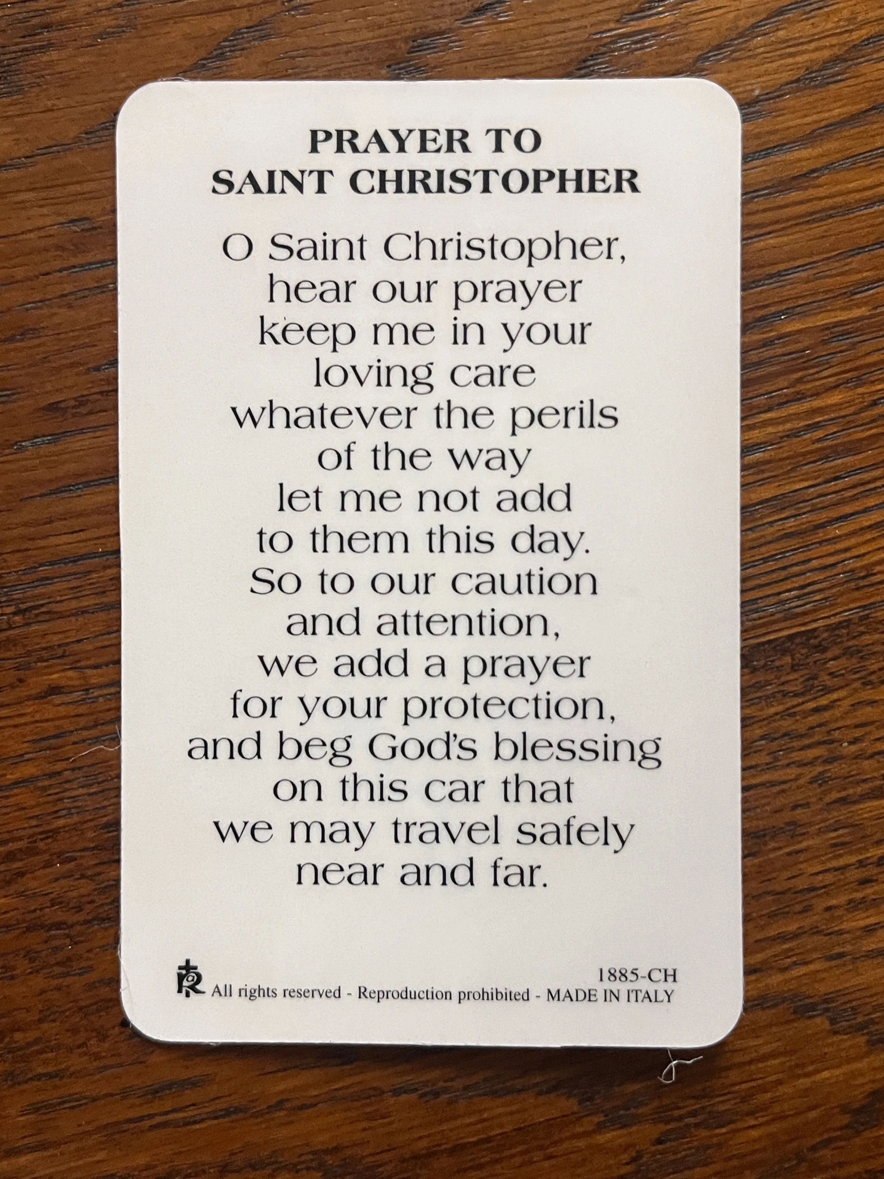 St. Christopher Prayer Card and Medal