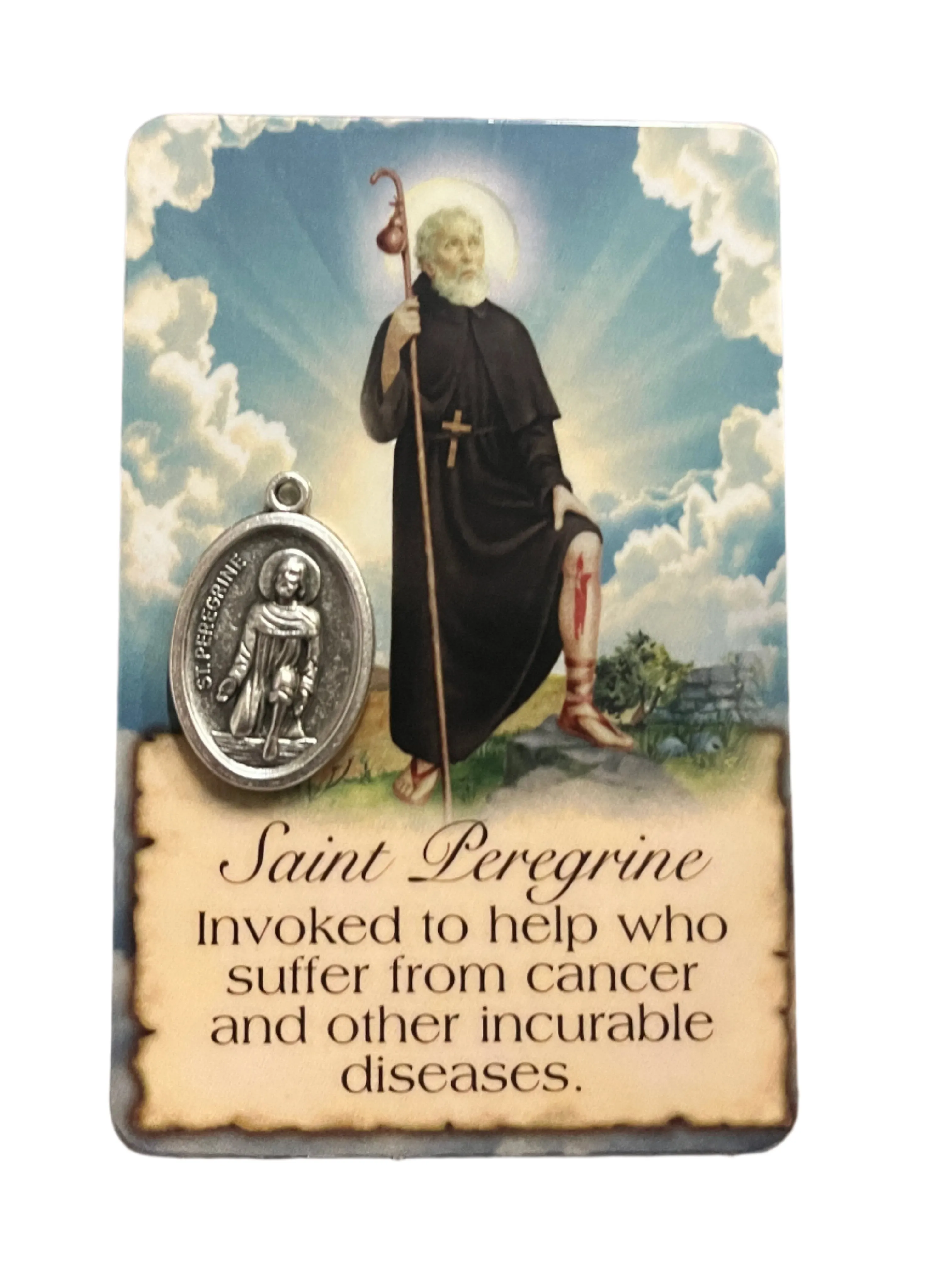 St. Peregrine Prayer Card and Medal