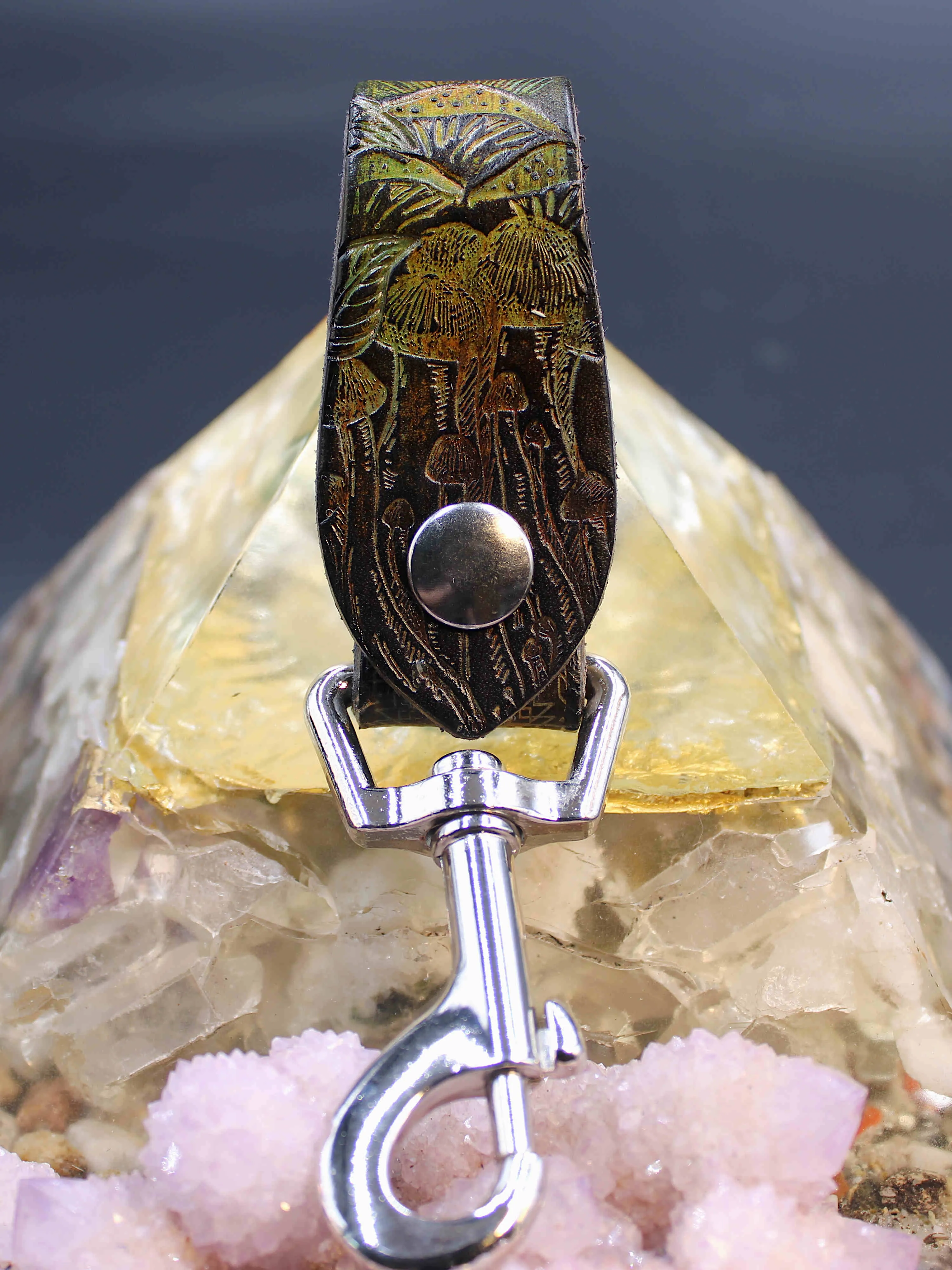 Stamped Leather Accessory  Clip - Mushroom2.0