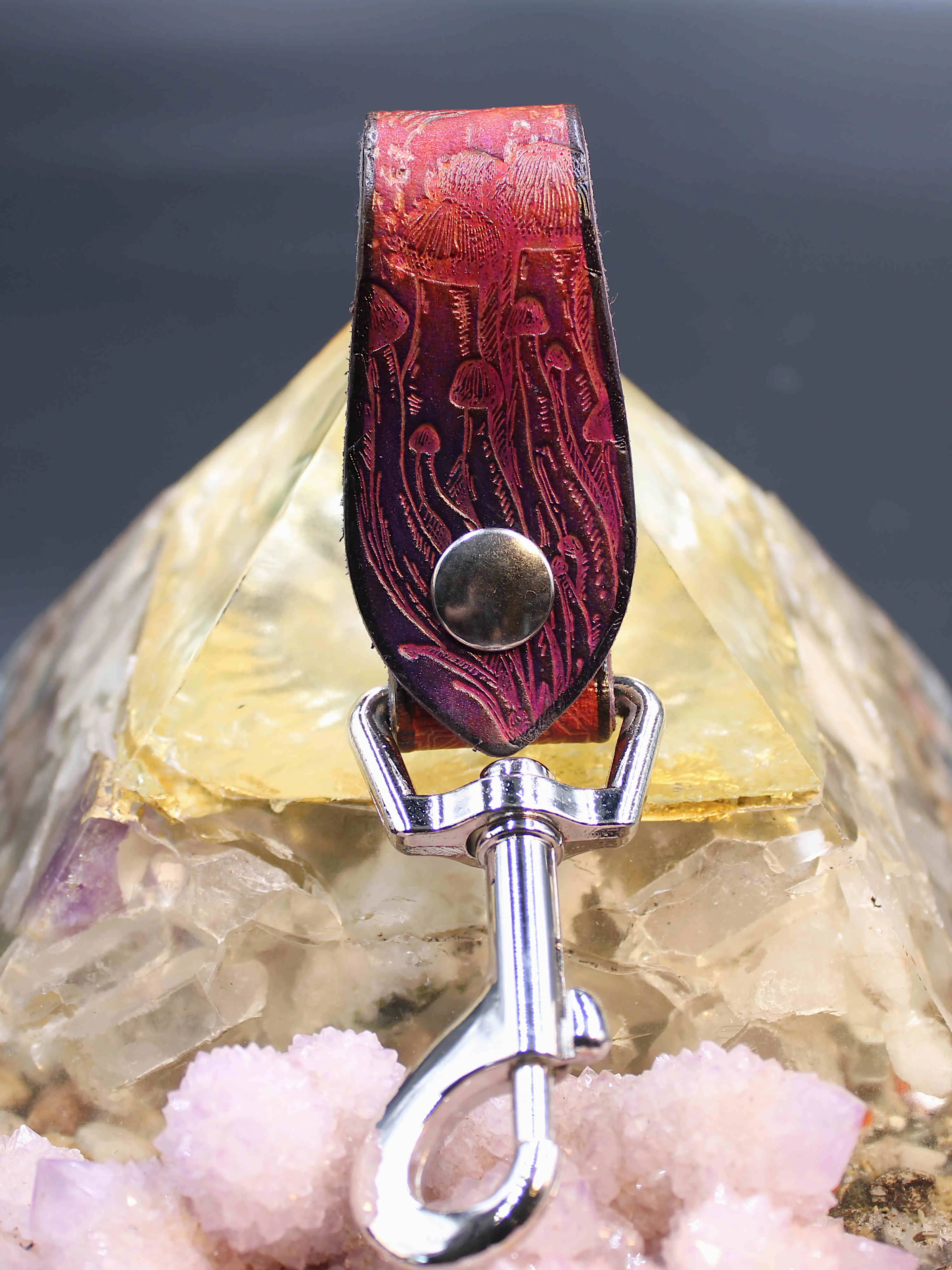 Stamped Leather Accessory  Clip - Mushroom2.0