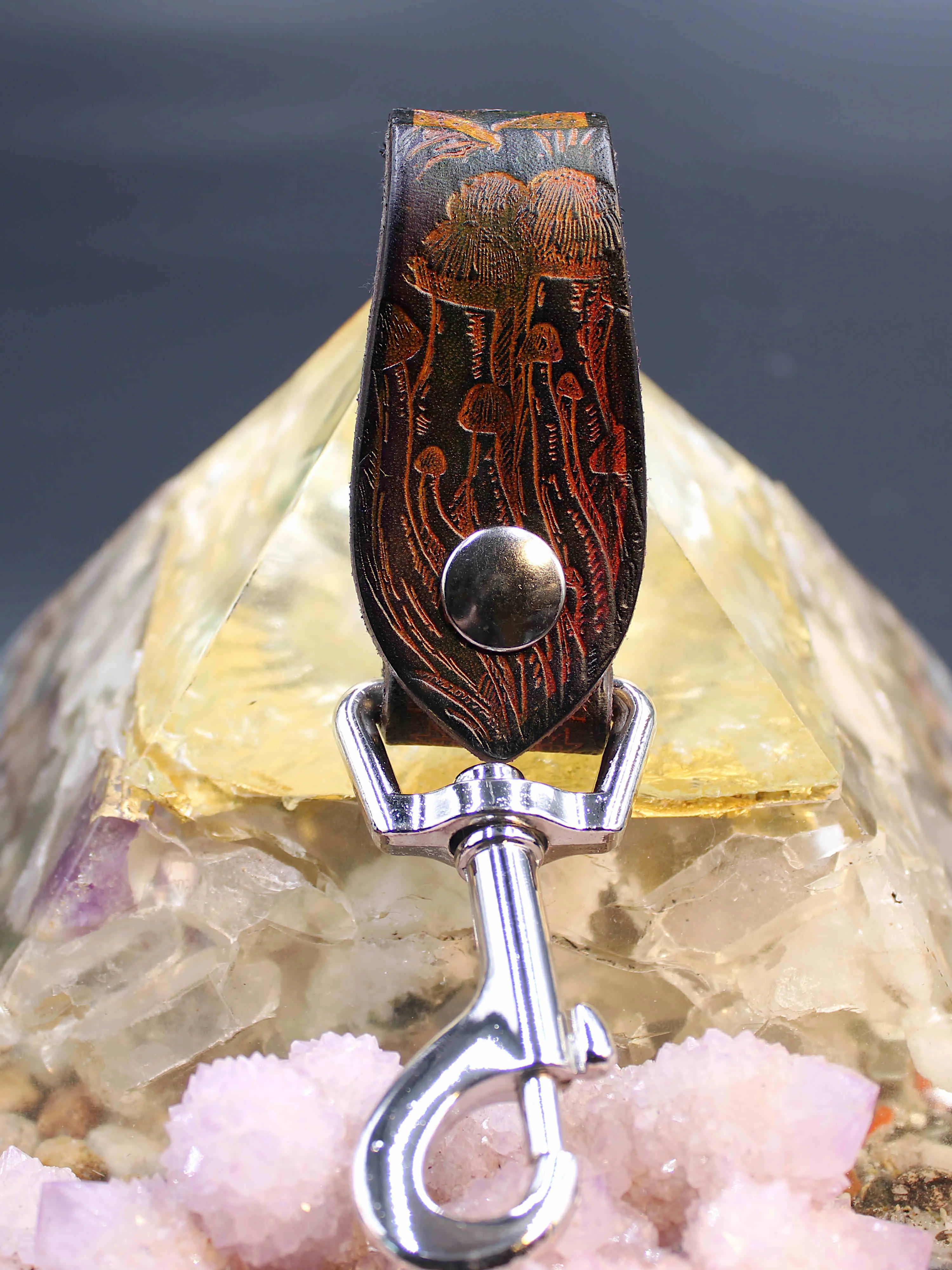 Stamped Leather Accessory  Clip - Mushroom2.0
