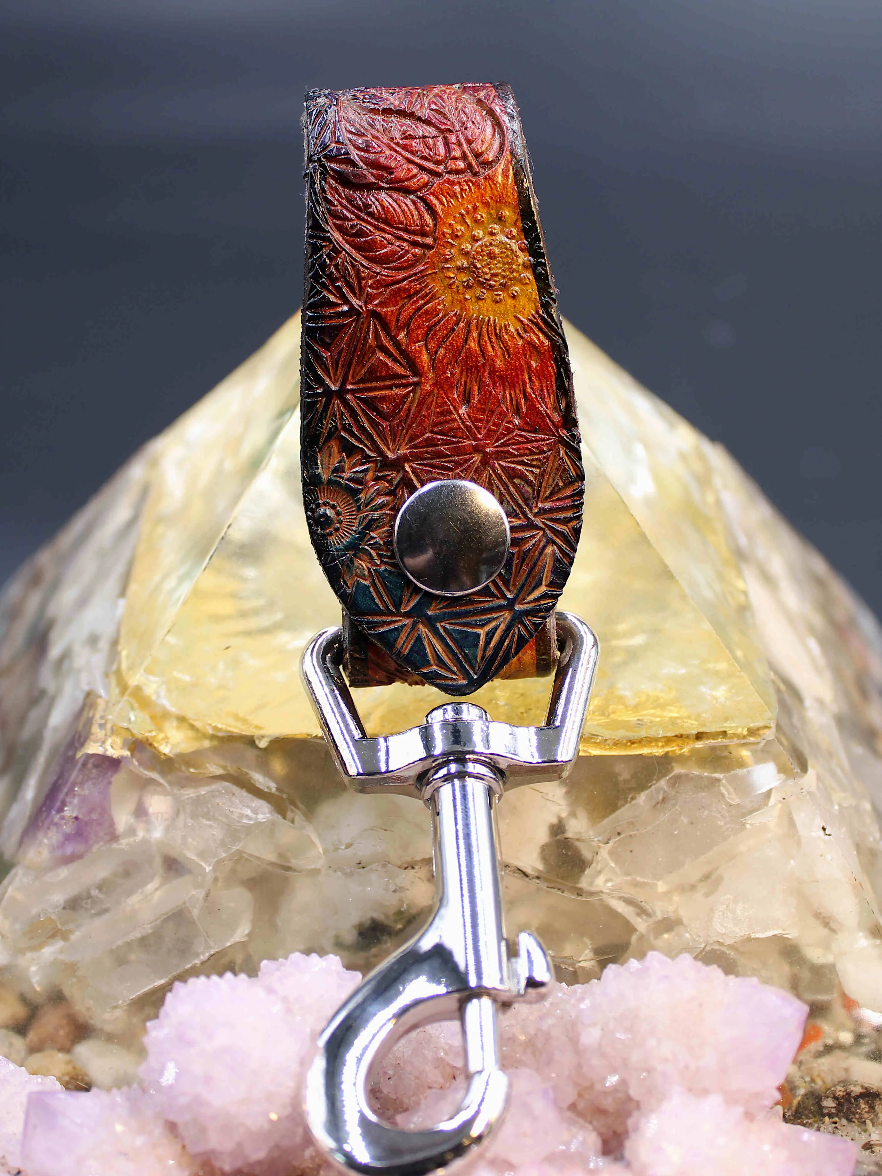 Stamped Leather Accessory Clip - Nature