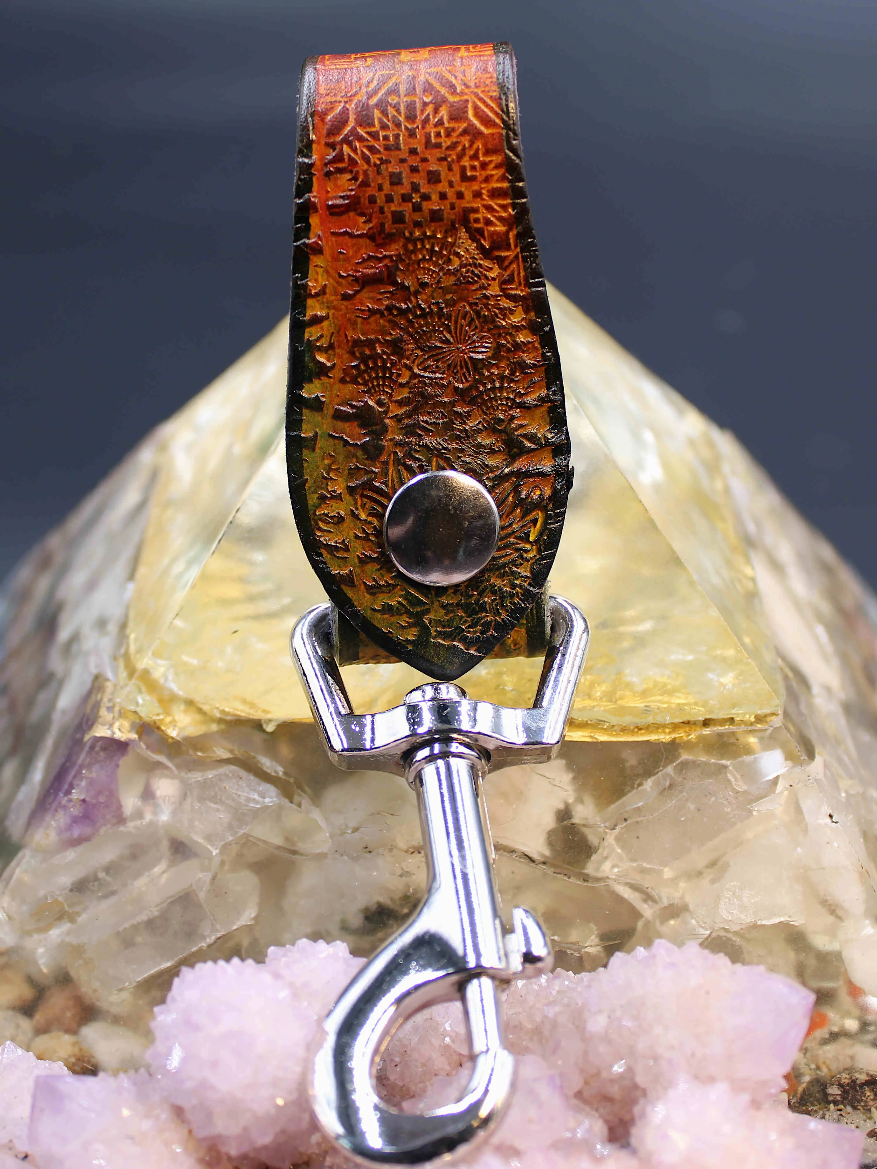 Stamped Leather Accessory Clip - Nature